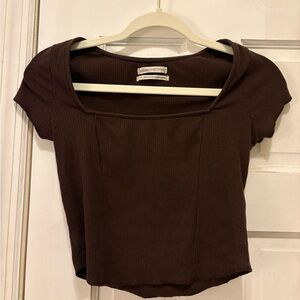 Urban Outfitters Chocolate Ribbed Blouse